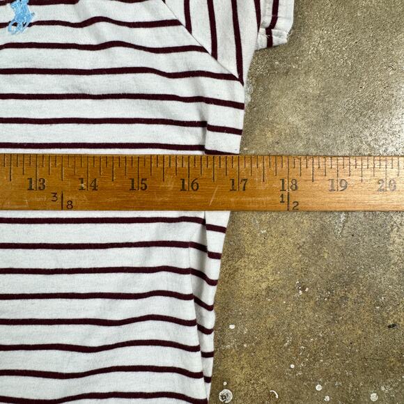 Ralph Lauren Sport Y2K Women’s XL Striped V-Neck T-Shirt Burgundy‎ White - Picture 9 of 11